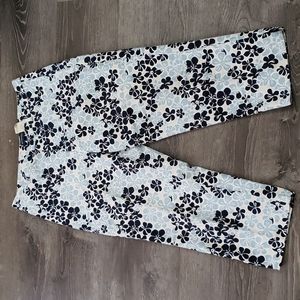 Dockers Stretch Blue Floral Print Ankle Pants Size 14